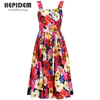 hepidem clothing runway fashion spring party dresses womens print floral vintage gallus sleeveless long dress 1848