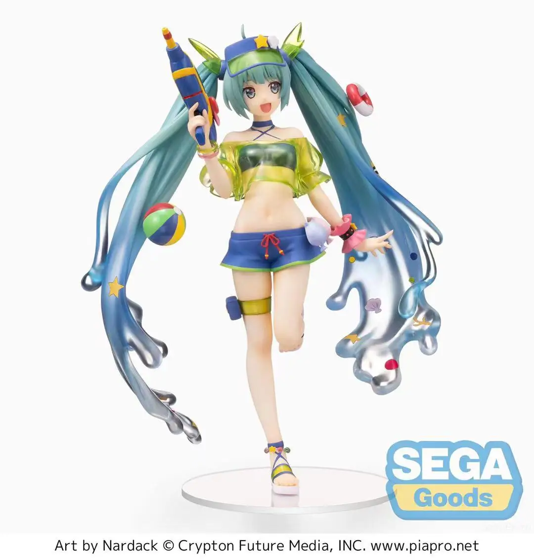 

SEGA VOCALOID Original Hatsune Miku Figure SPM Summer Water Gun 22Cm PVC Anime Figurine Model Toys for Girls Gift