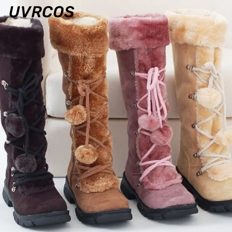 Thick-heeled Thick-soled High Boots Warm Snow Women Lace-up Thickened Comfortable Cotton 2022 Winter New Arrivals