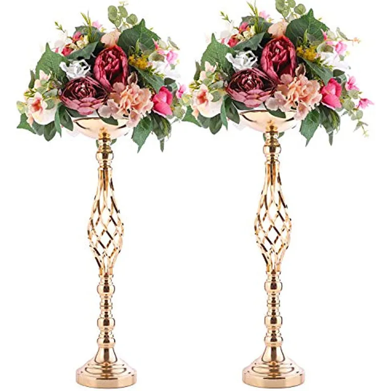 

2Pcs Metal Candle Holder Romantic Wedding Centerpiece Stand European Restaurant Candlestick Party Table Flower Vase for Birthday