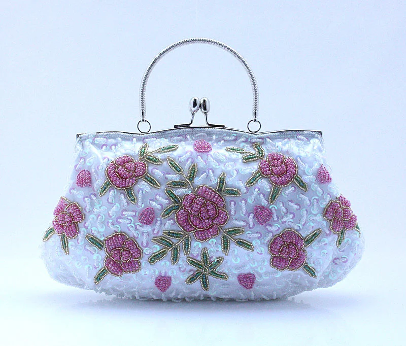 

Top Selling White Totes Party Evening Bag Women Beaded Sequined Wallet Style Chain Handbag Clutch Banquet Mini Bag Bolso 03395-1