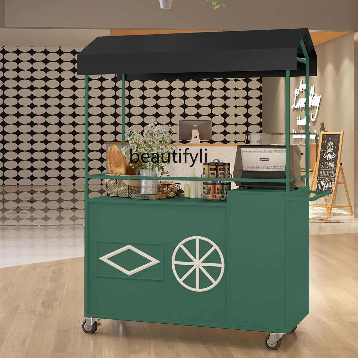 Наружная витрина тележка для ночного рынка. Мобильная тележка. Мобильный