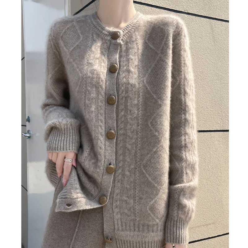Женский плотный жаккардовый кардиган