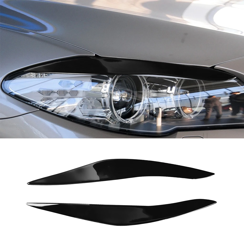 

1Pair Black Headlights Eyebrow Eyelids Trim Cover For BMW 5 Series F10 2010 2011 2012 2013 Car Stickers Eyelids Trim Cover
