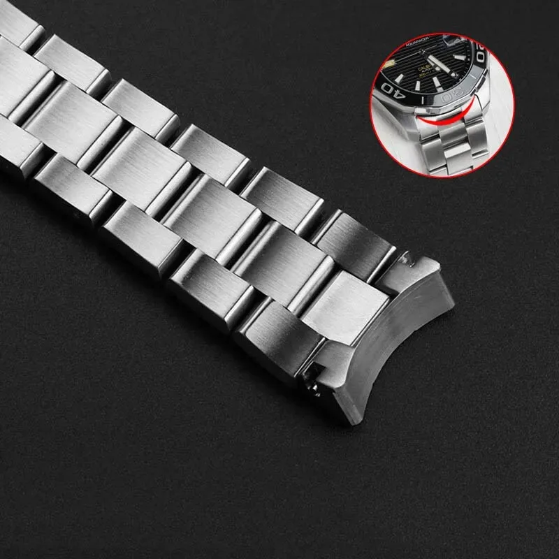 Фото Ремешок из цельной нержавеющей стали для TAG HEUER AQUARACER 300, модели WAY201A, WAY211, ABA0927, изогнутый стальной браслет для мужчин, 20,5 мм, 21,5 мм. №3