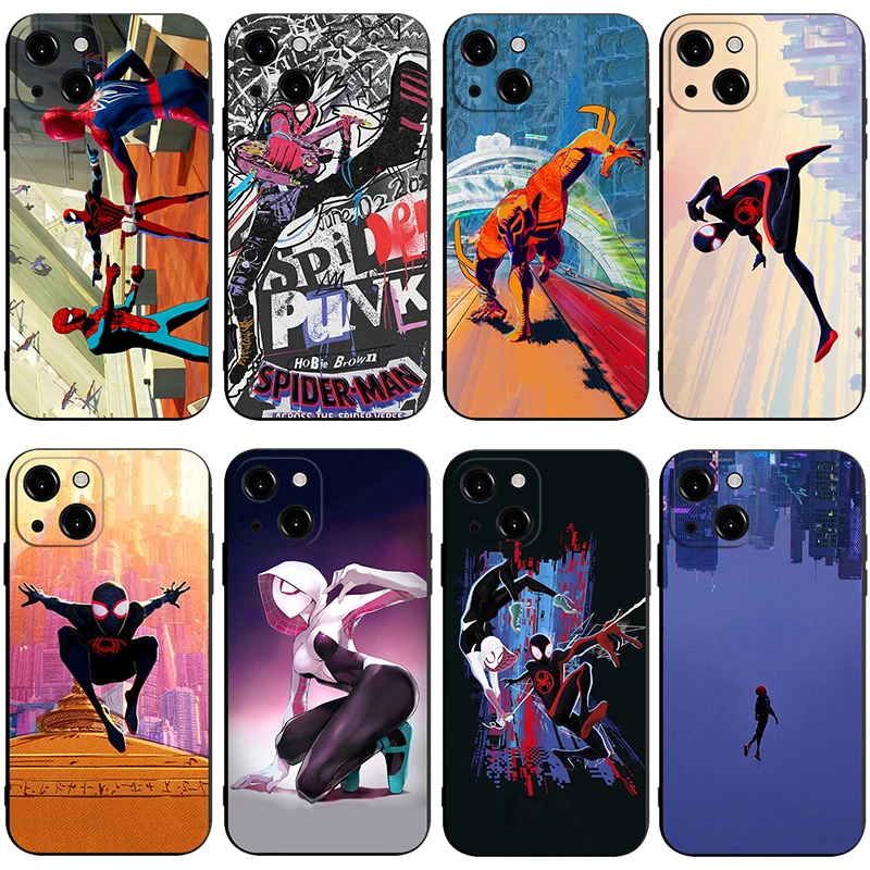 

Spider-Punk Across The Spider-Verse Miles Gwen 2099 Phone Case For iPhone 14 13 12 11 Pro Max Mini XS X XR SE3 2 7 8 Plus Soft