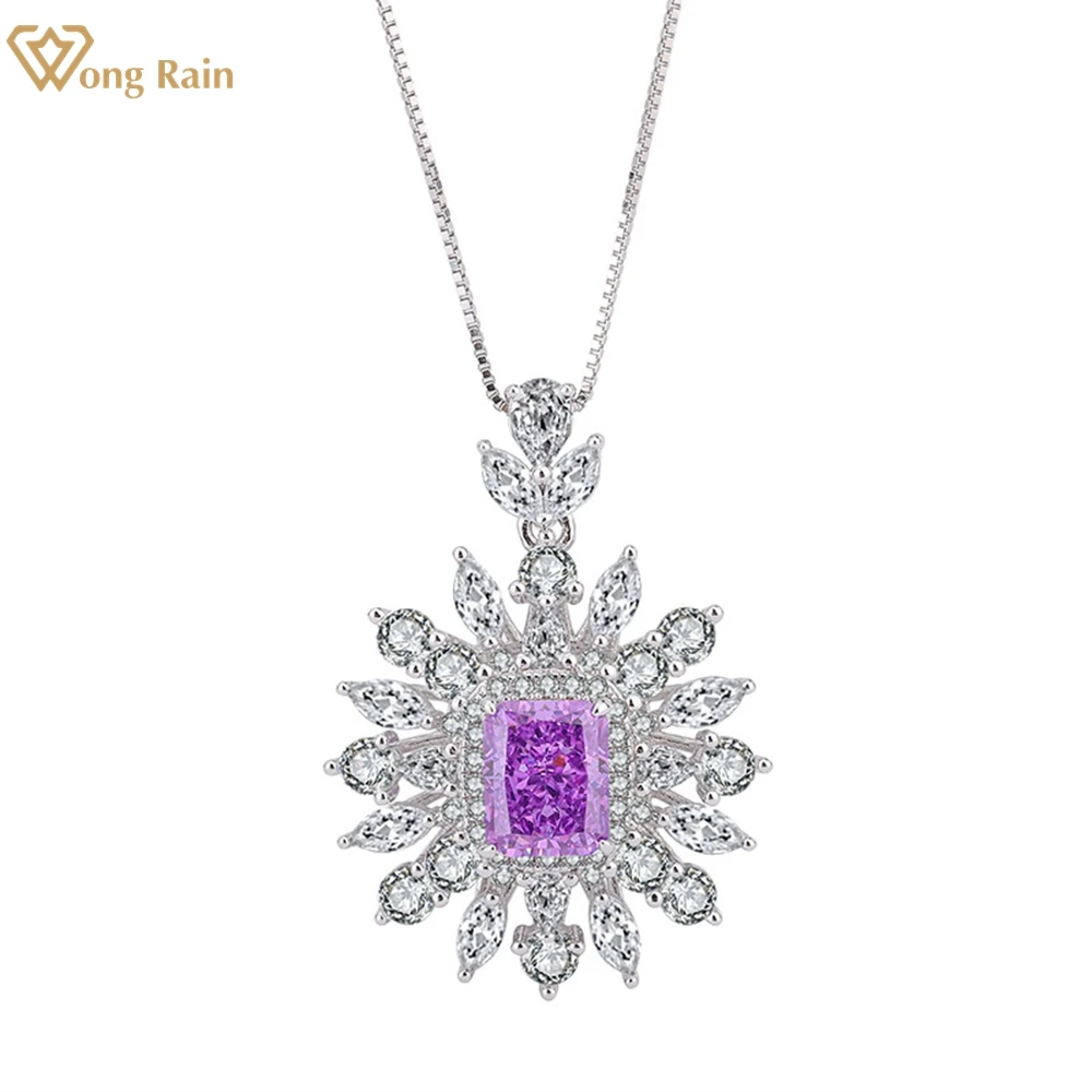 

Wong Rain 100% 925 Sterling Silver Crushed Ice Cut Emerald Citrine High Carbon Diamonds Gemstone Pendant Necklace Fine Jewelry