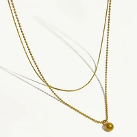 perisbox trendy simple stainless steel bead chain necklace for women dainty ball pendant layered necklaces donna collane
