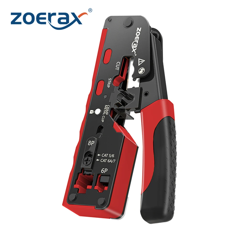 Фото Обжимной инструмент ZoeRax RJ45 для разъемов Ethernet Cat7 Cat6a Cat6 Cat5e, кусачки для проводов, щипцы Ethernet со сменным лезвием №1