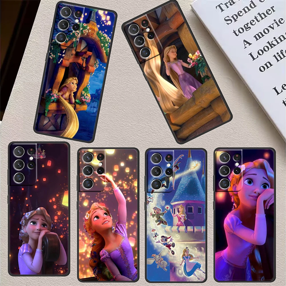 

Princess Cute Anime For Samsung S23 S22 S21 S20 FE Ultra Pro Lite S10 S10E S9 S8 Plus 5G Black Phone Case Cover