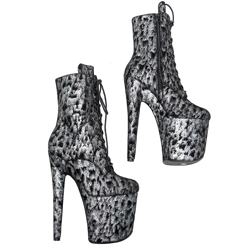 Leecabe 20CM/8Inch Genuine Leather Women's Platform disco party High Heels  Pole Dance boot