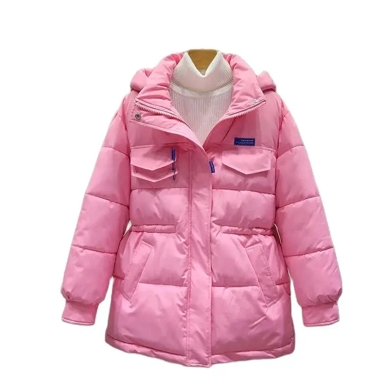 

2023 New Korean Version Down Cotton Coat Women's Winter Jacket Mid-Length Blue Yellow Thickened Student Bread Overcoat Parker