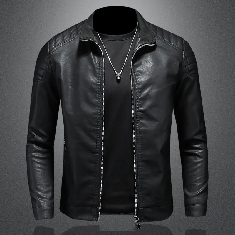 

Four seasons fashion and handsome high-end counter leather men's first layer leather motorcycle clothes leather jacket thin coat
