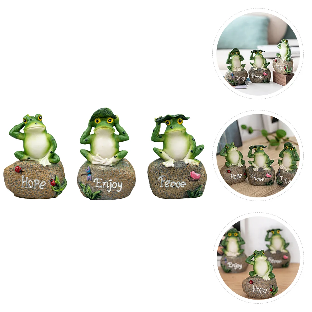 

3 Pcs House Ornaments Frogs Garden Decor Toys Kids Bench Ornament Outdoor Table Decor Festival Gift Frog Ornaments Kuromi