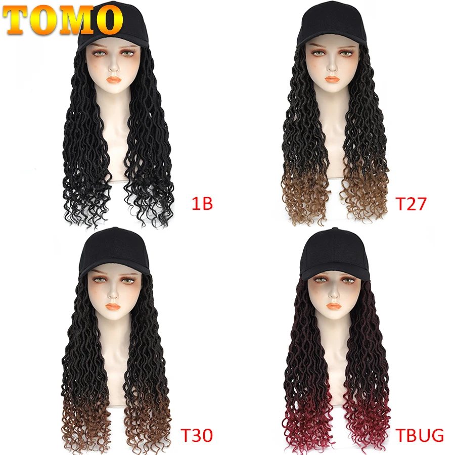 Бейсбольная кепка TOMO богини Locs с вязаными волосами коричневые черные волнистые