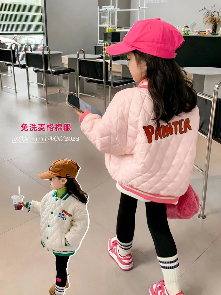 

Зимние детские пальто с хлопковой подкладкой, повседневная бейсбольная форма для девочек, милая теплая куртка для девочек, плотная теплая о...