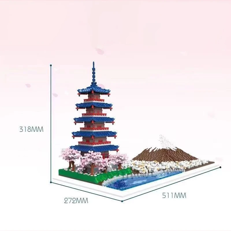 

6500pcs Fuji Mount Tower Building Blocks Mountain Top Tower Model Assemble Micro Puzzle Bricks Children's Toy Boys Girls Gifts