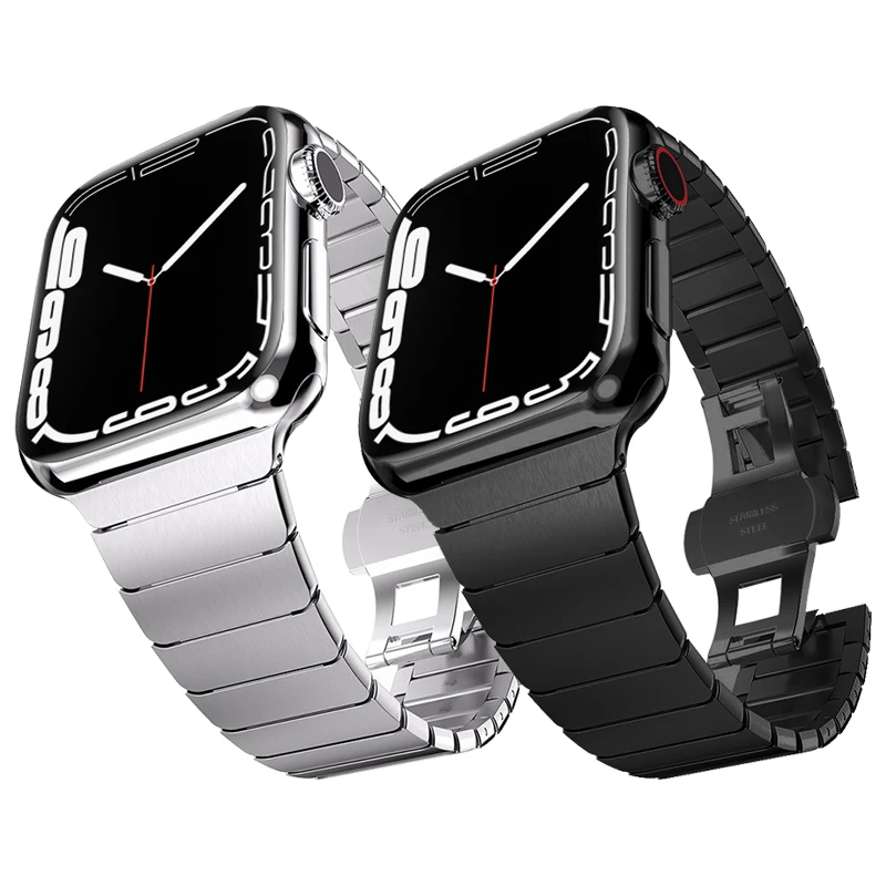 

Strap for Apple Watch Band Link Bracelet 44mm 40mm 45mm 41mm 42mm 38mm stainless steel Metal Correa iwatch series 3 4 5 6 SE 7