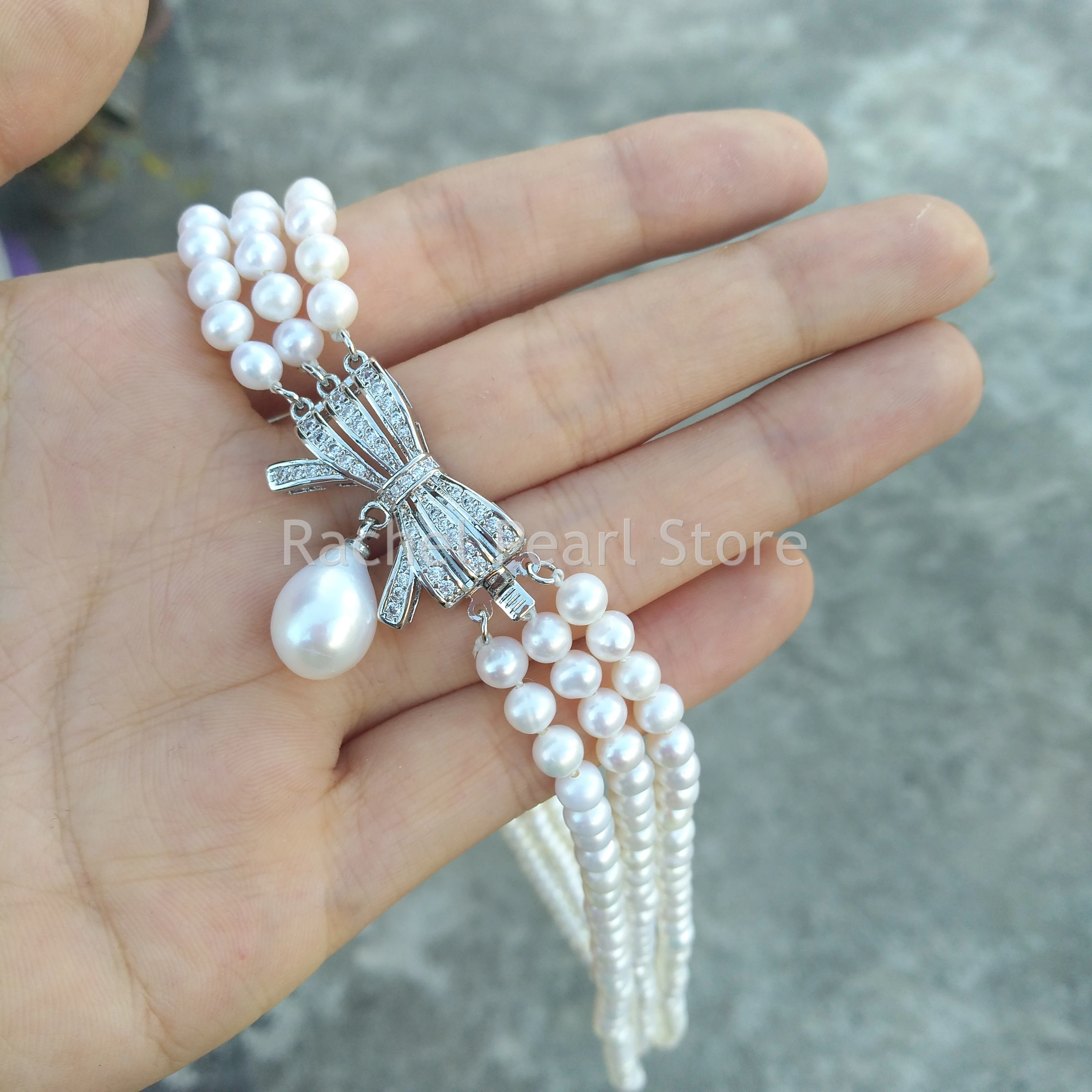 3 Shares Aaaa Япония Akoya 5-6 мм белый японский жемчуг ожерелье 9-11 кулон 18 дюймов лук