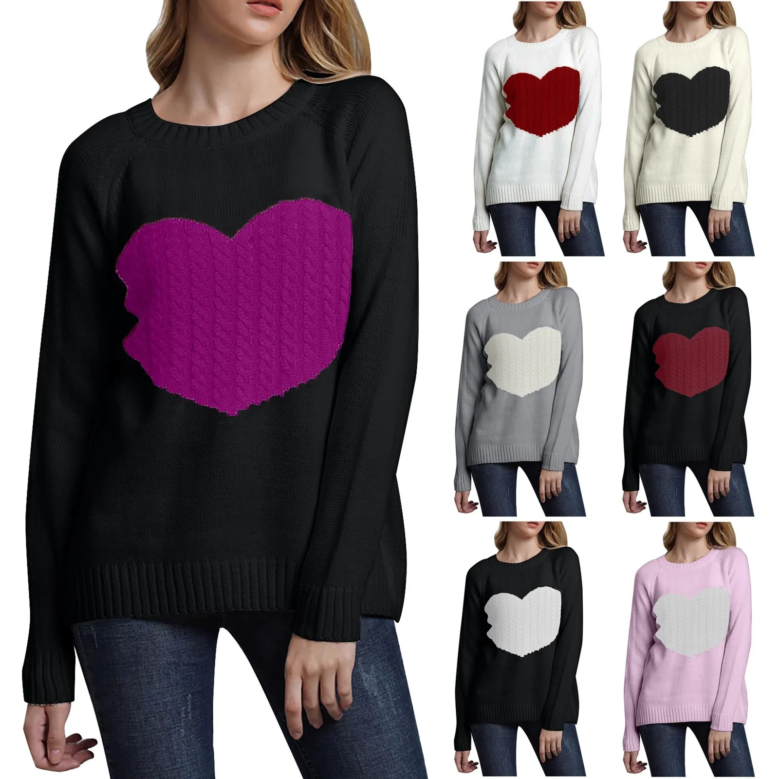 

Винтажный свитер, женская модная трикотажная одежда, вязаный свитер Love, женская уличная одежда, пуловеры для женщин, женская одежда