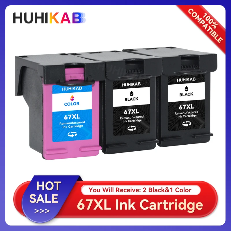 

HUHIKAB For hp67 67XL Ink Cartridge Comaptible For HP 67 XL ENVY 6052 6055 6058 6075 Deskjet 1225 2732 2752 2755 4140 4152 4155