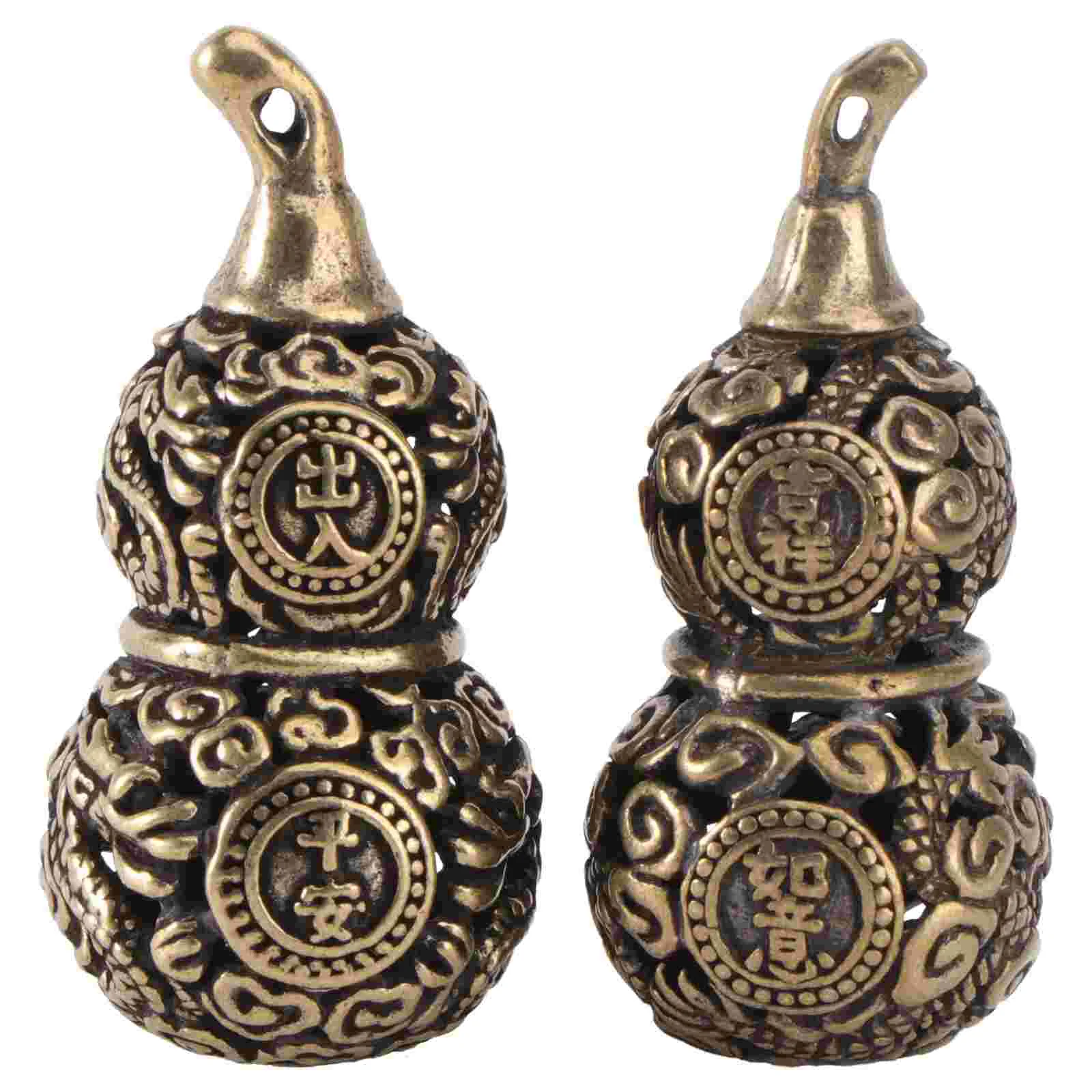 

Gourd Key Keychain Mini Charms Pendant Brass Chinese Lou Beads Wu Decoration Charm Lucky Calabash Ring Hoist Wealth Good Fortune