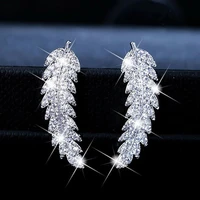 high quality trendy luxury leaf stud earrings for women romantic accessories for girls micro paved cz earrings jewelry wholesale