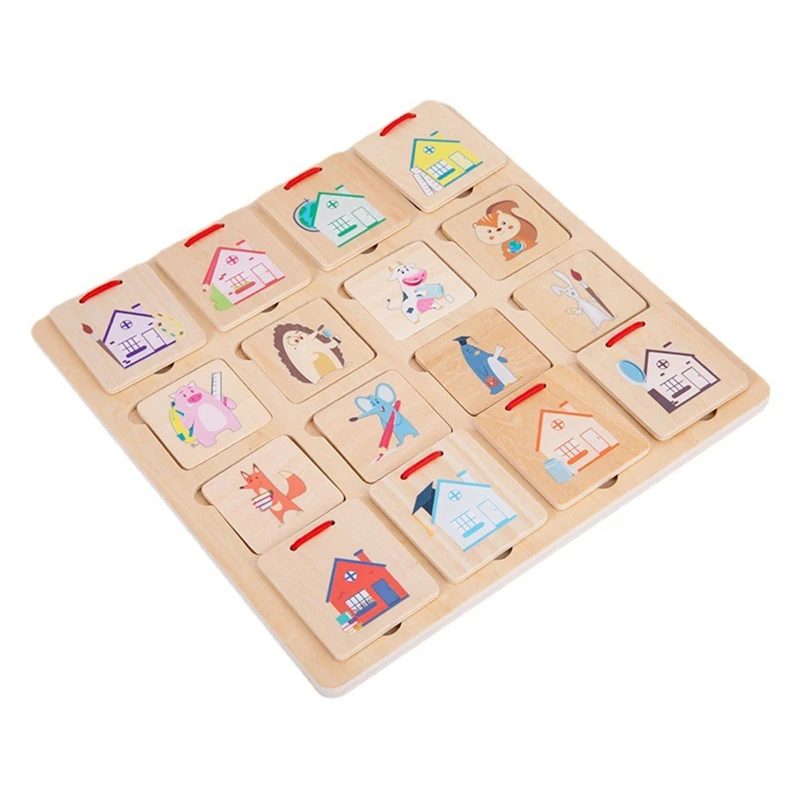 

Animal Montessori Matching Puzzle 3D Wooden Jigsaw Block Game Early Learning Educational Toy Gift for Toddlers Kids H055