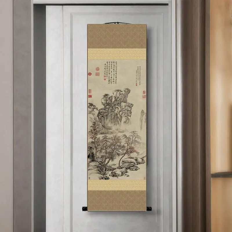 Настенная картина на китайском языке Свиток шелковая ткань украшение для салона