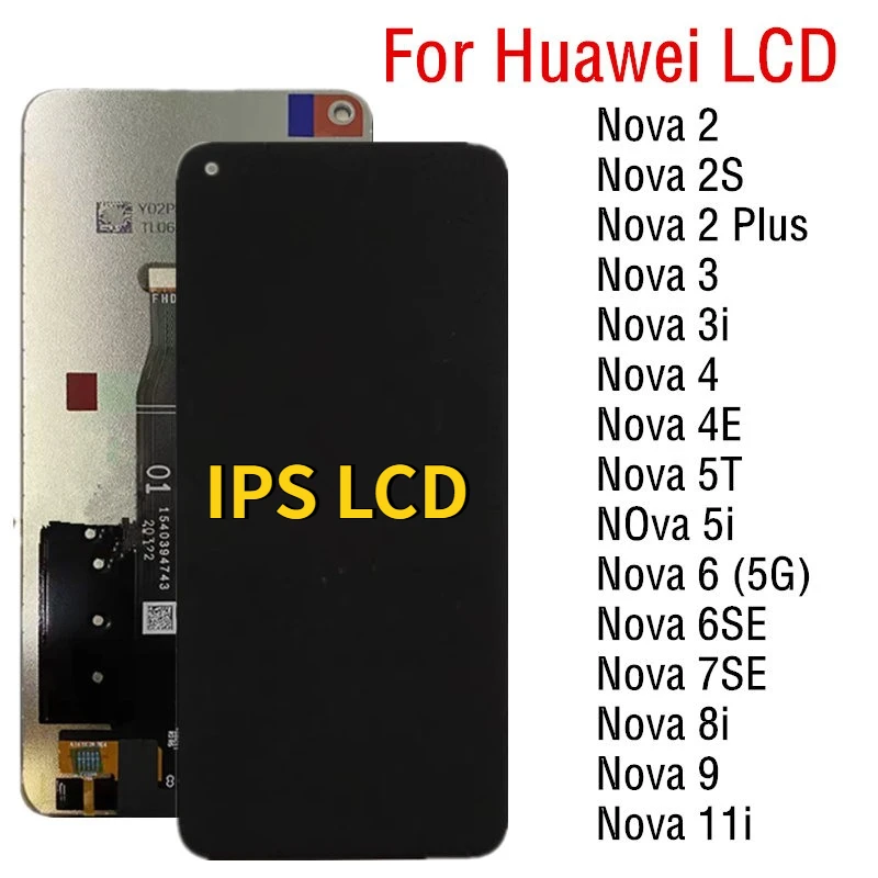 Фото IPS LCD дисплей с сенсорным экраном и диджитайзером для Huawei Nova2 2S 2Plus 3 3i 4 4E 5T 5i 6 6SE 7SE 8i 9 11i Замена и ремонт №1
