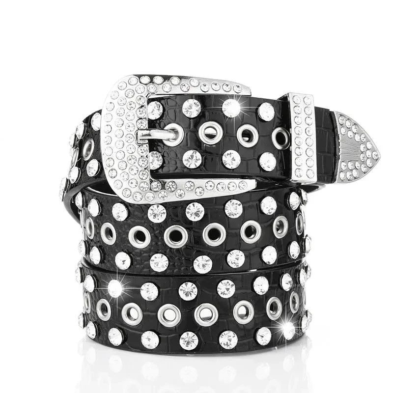 

Роскошный ремень стразы, мужские и женские кожаные ремни, ковбойский пояс со стразами, модный мужской ремень для джинсов, металлическая пря...