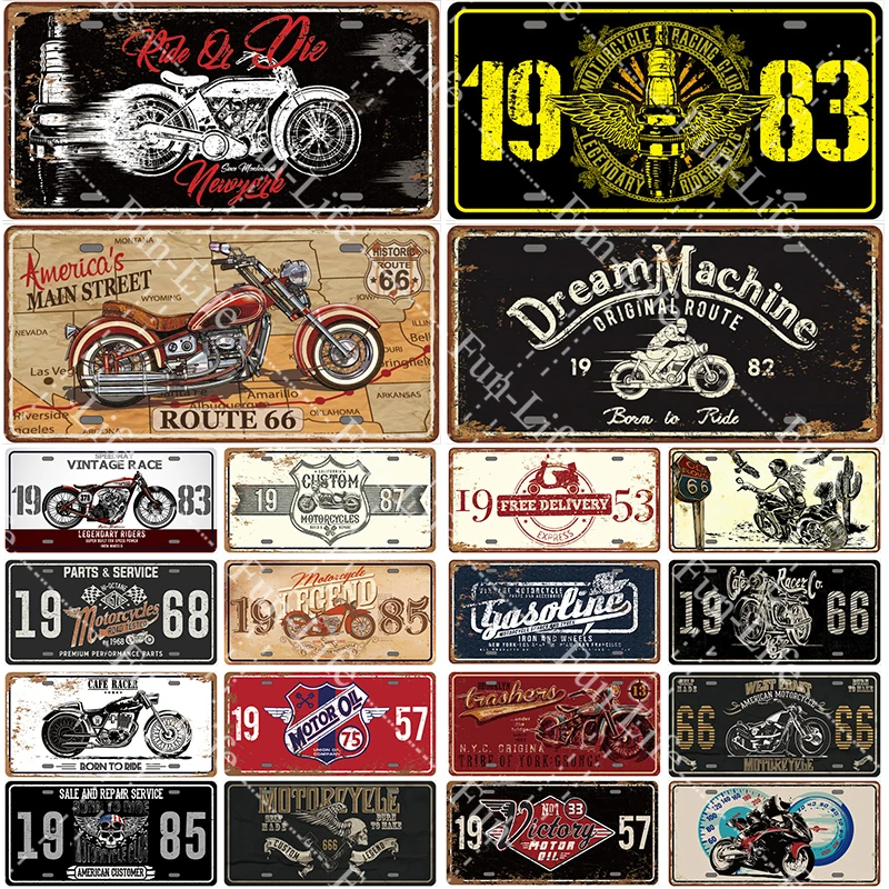 

Motorcycle Vintage Metal Poster Retro Route 66 Motor Tin Signs Board Pub Bar Cafe Garage Decor 15x30cm