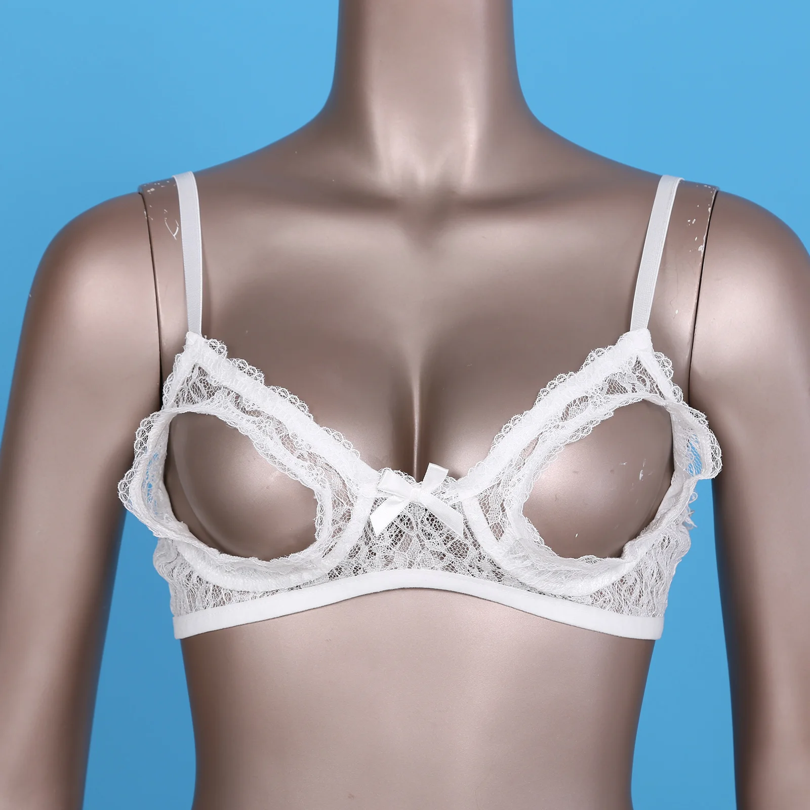 Сексуальный женский бюстгальтер с открытой соской Прозрачный цветочный