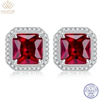 wuiha real 925 sterling silver platinum plated 2ct vvs ruby synthetic moissanite drop earrings for women gift drop shipping