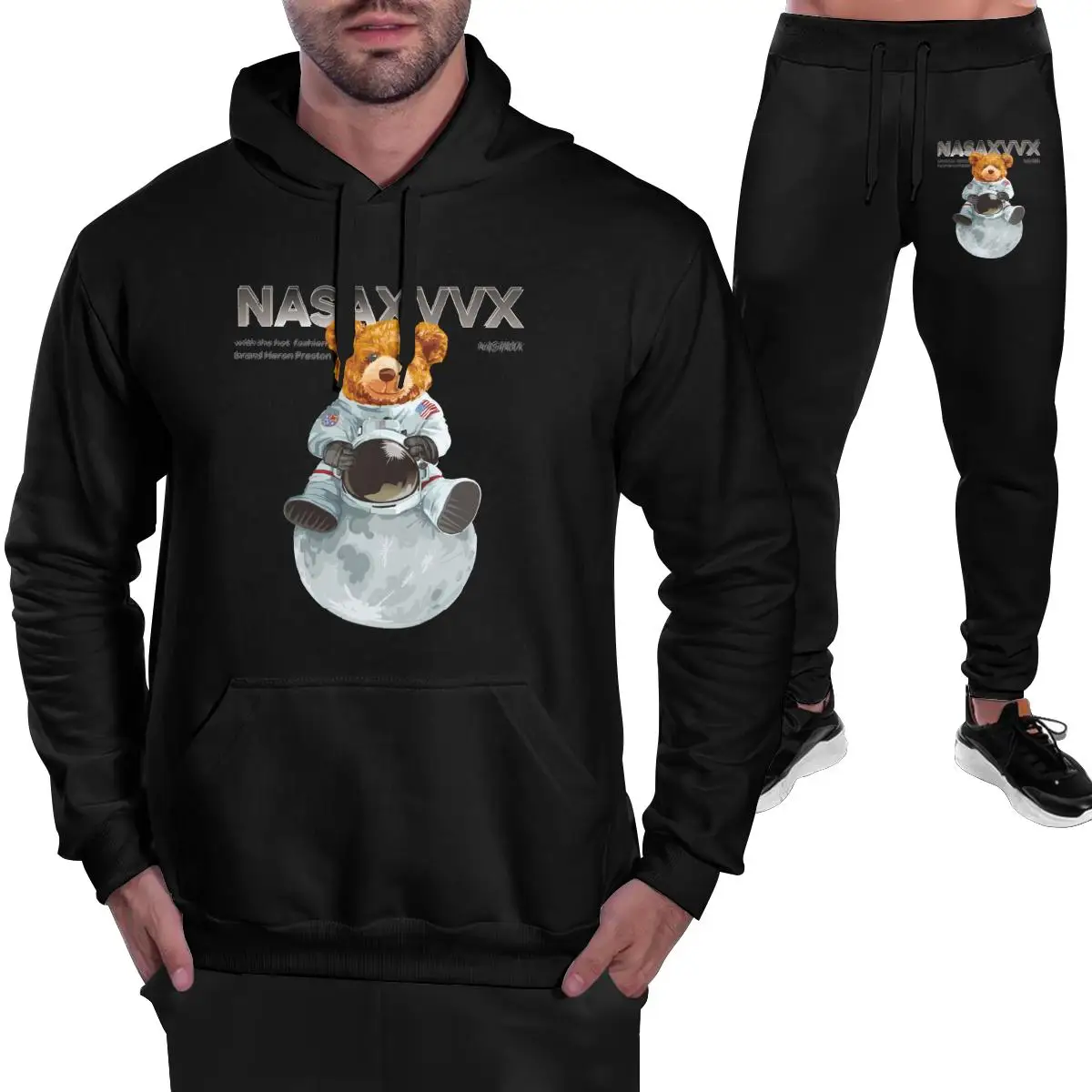 

nasaing astronaut loose hoodie sweatshirt plus fleece male trendy pullover shirt tide space x man hoodies harajuku 3XL