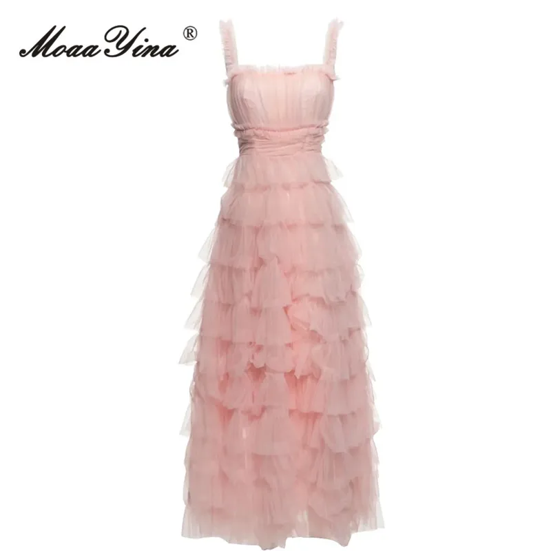 

MoaaYina, летнее модное дизайнерское женское платье миди, винтажное однотонное платье с квадратным воротником, оборками и эластичной резинкой на талии, платье с открытой спиной