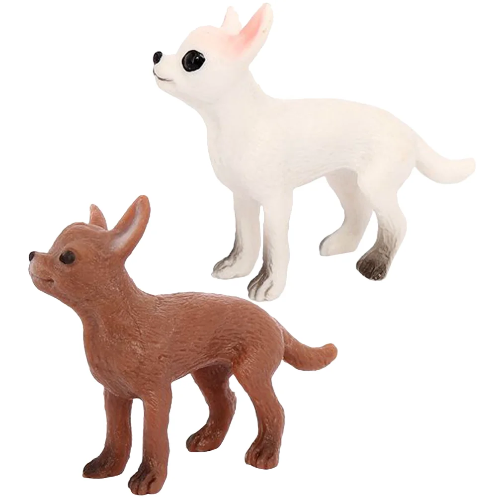 

2pcs Mini Dog Models Ornaments Micro Dog Figures Lovely Toy Dog Statues
