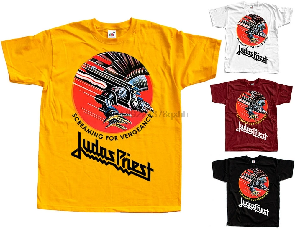 

Judas Priest - Screaming For Vengeance Band Dtg T Shirt (White Black) S-5Xl