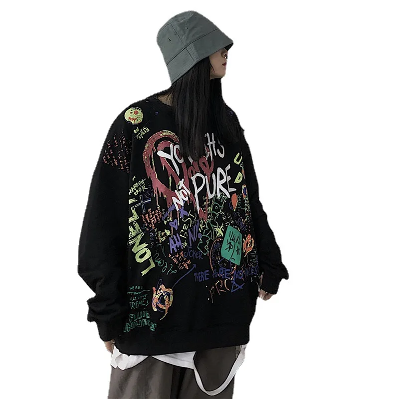 

Толстовки с надписями и граффити для мужчин, уличная одежда в стиле хип-хоп, панк-рок, мужские пуловеры, кофты, Harajuku, модная повседневная толс...