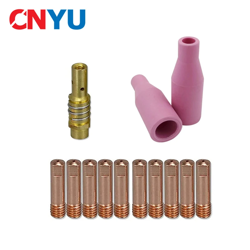 13Pcs 15AK Welding Torch Consumables 0.6mm 0.8mm 0.9mm 1.0mm 1.2mm MIG Torch Gas Nozzle Tip Holder of 15AK MIG MAG Welding Torch