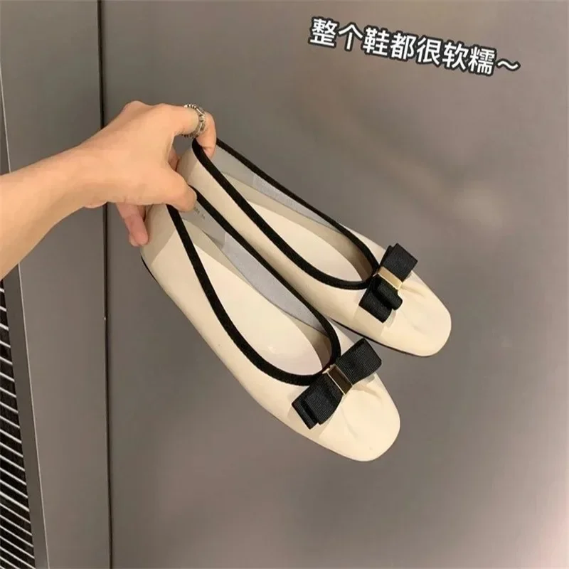 

Ladies Shoes 2024 Fashion Slip-on Flats New Butterfly-knot Daily Flats Hot Sale Square Toe Flat Shoes