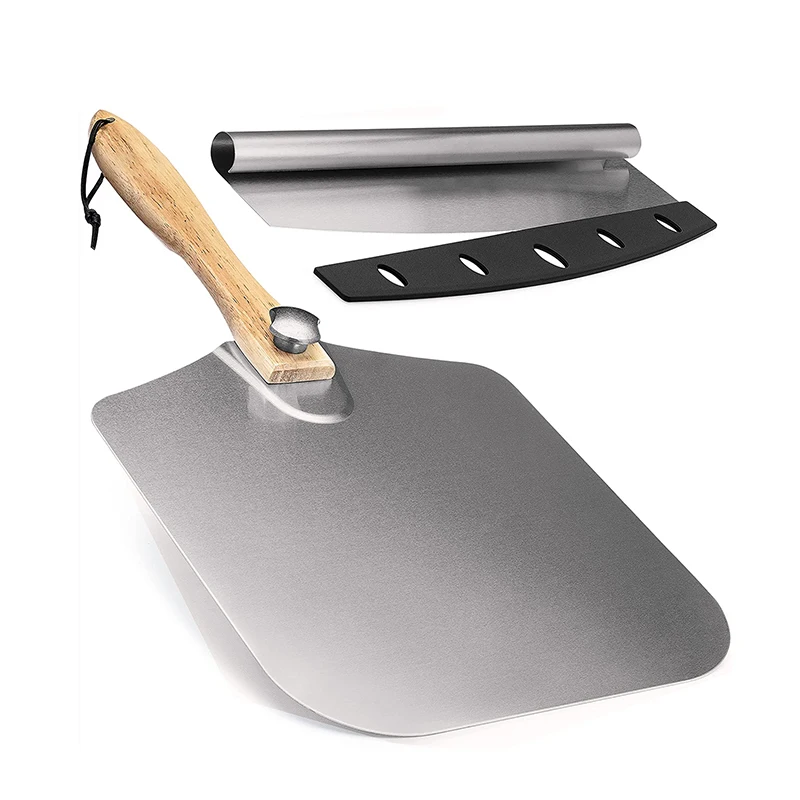 

Pizza Peel Aluminum Foldable Pizza Paddle 12 × 14inch - Pizza Cutter 14'' Rocker Blade Spatula Pizza Oven Accessories Pizza Tool