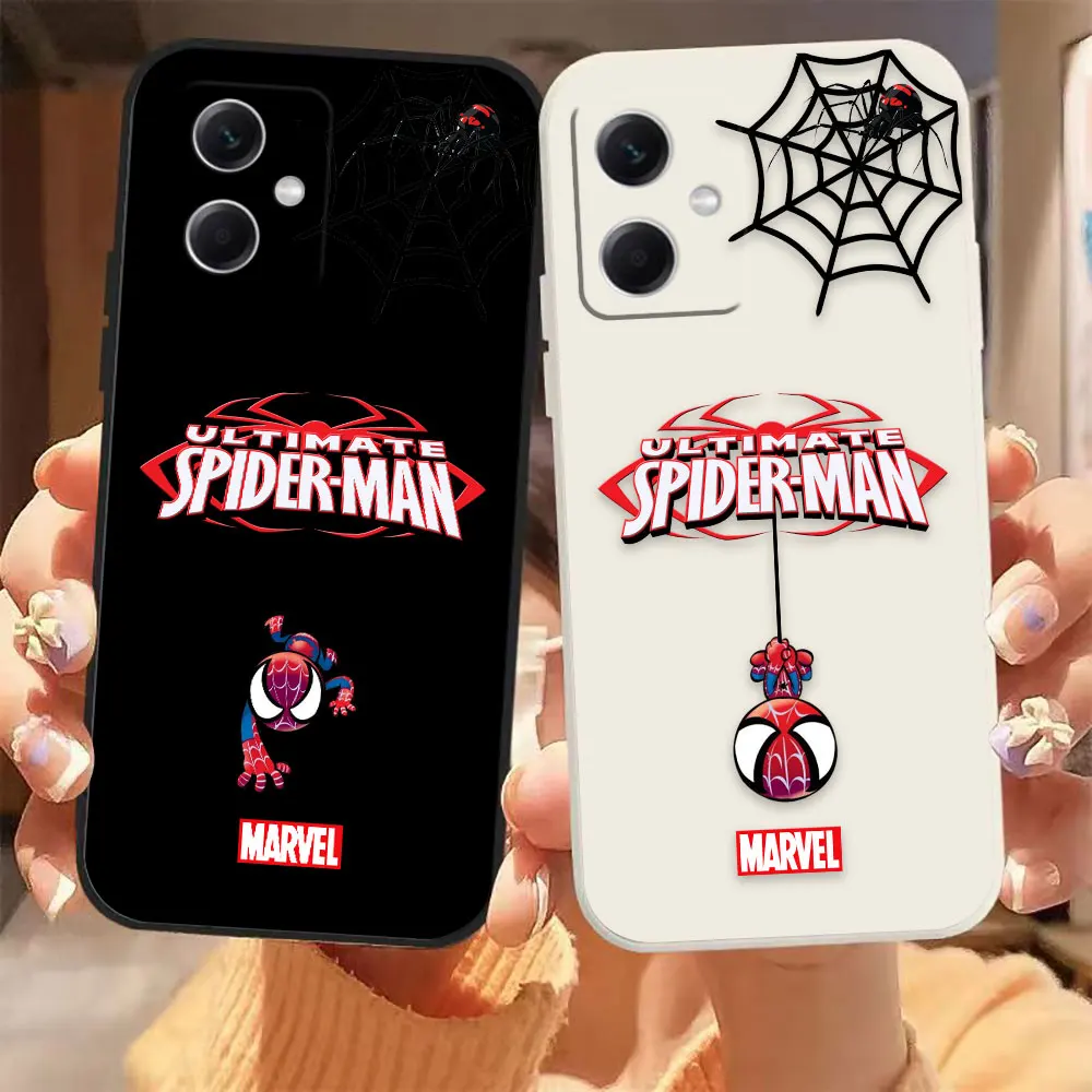 

Marvel Cartoon Spiderman Phone Case For Redmi Note 12 11 11T 11R 11E 11S 10 9 9S 8 7 7S PRO PLUS 4G 5G Colour Liquid Case Fundas
