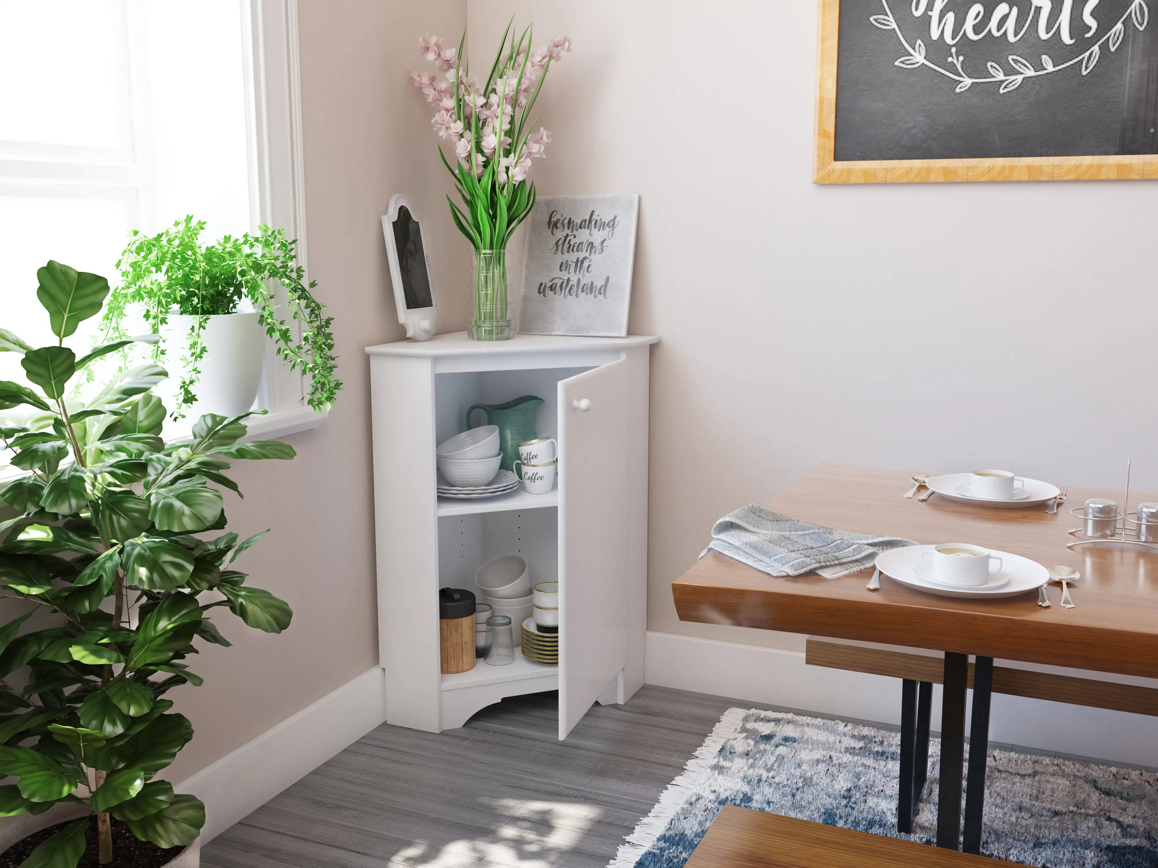 

Elite Corner Storage Cabinet, White