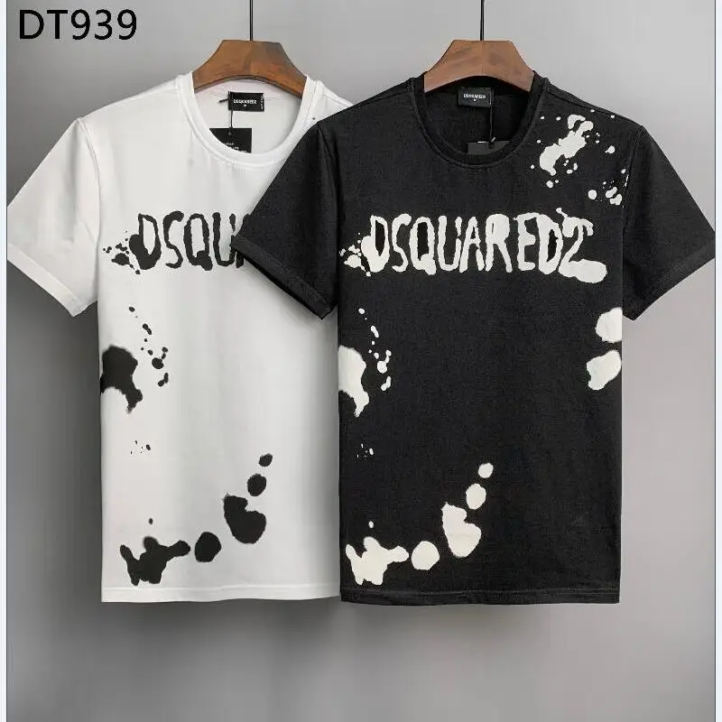 

Dsquared2 хлопковая рубашка с круглым вырезом и коротким рукавом с буквенным принтом повседневная мужская одежда топы DT939
