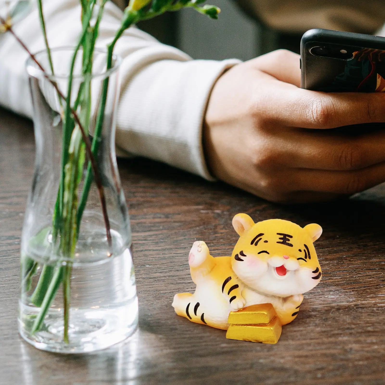 2022 Miniature Tiger Figures Tiger Statue Mascot Durable Tiger Car Ornament Tiger Toys for Kids Home Decor New Year Party Decor