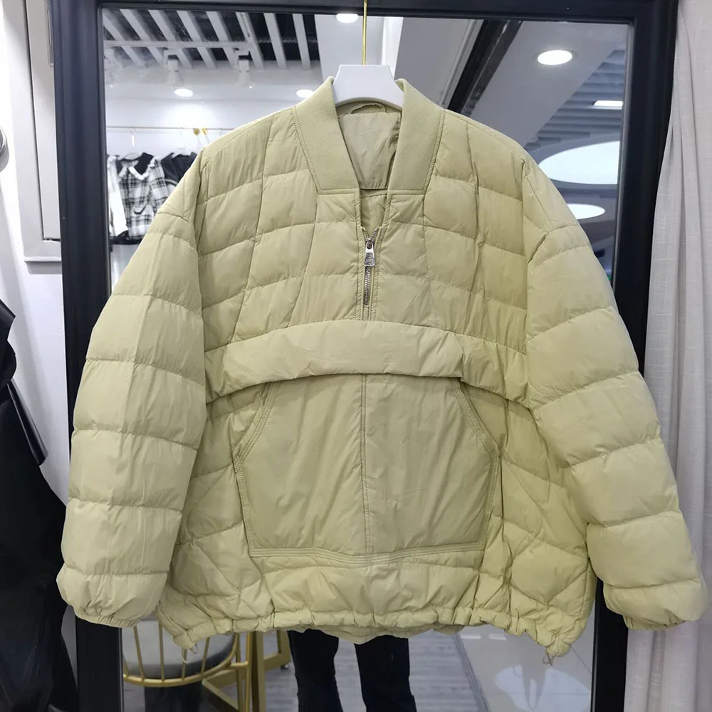 

Winter Oversize Duck Down Coat Women Hoodies Short Casual Warm Jackets Spring Pocket Basic Parkas