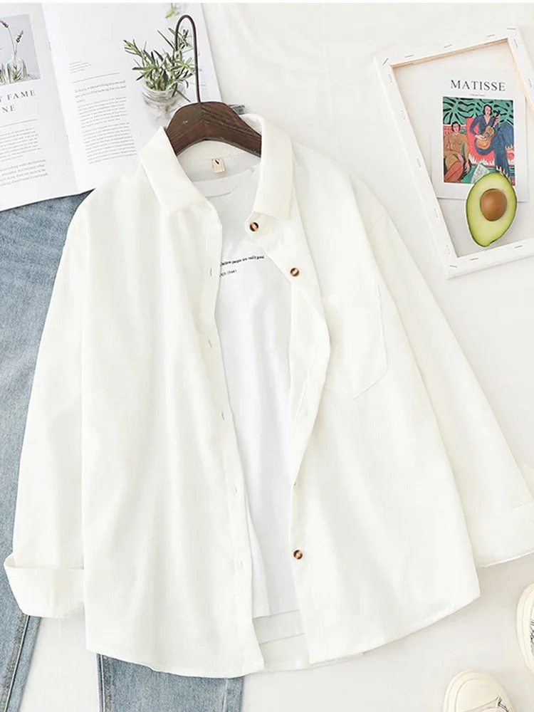 Вельветовые рубашки WERF Женские топы и блузки с длинным рукавом Весенняя женская