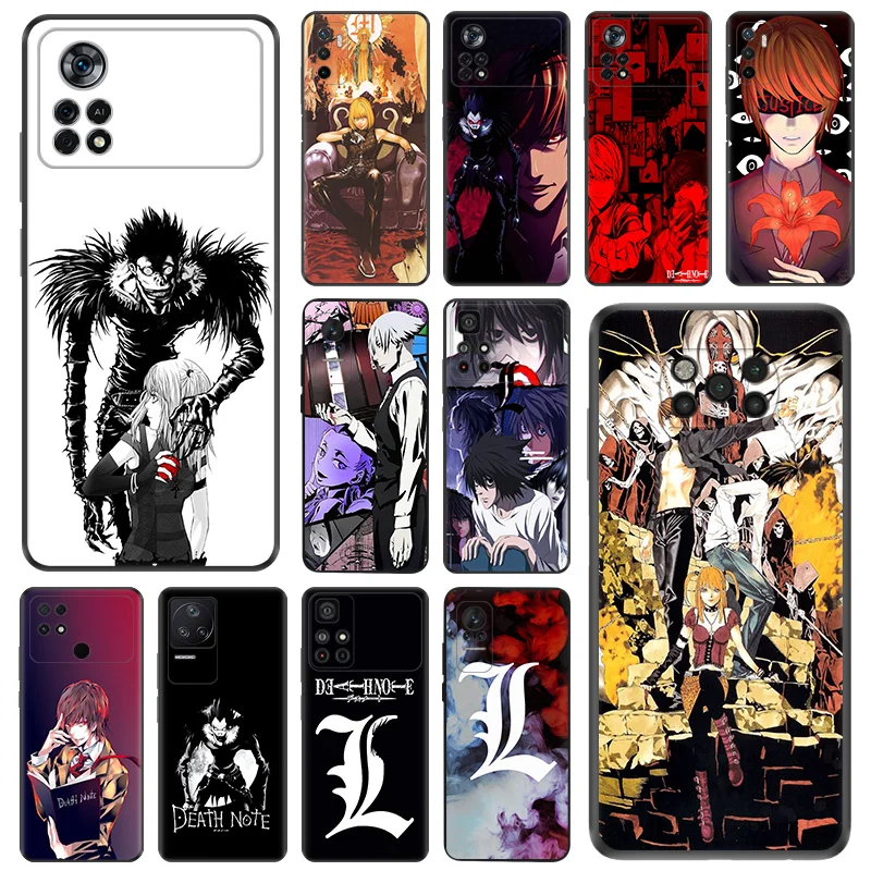 Черный матовый чехол для телефона Xiaomi Poco C61 M5 M5s X5 Pro 5G C51 C50 C40 X4 X3 F5 M4 M3 F3 GT Soft Death Note