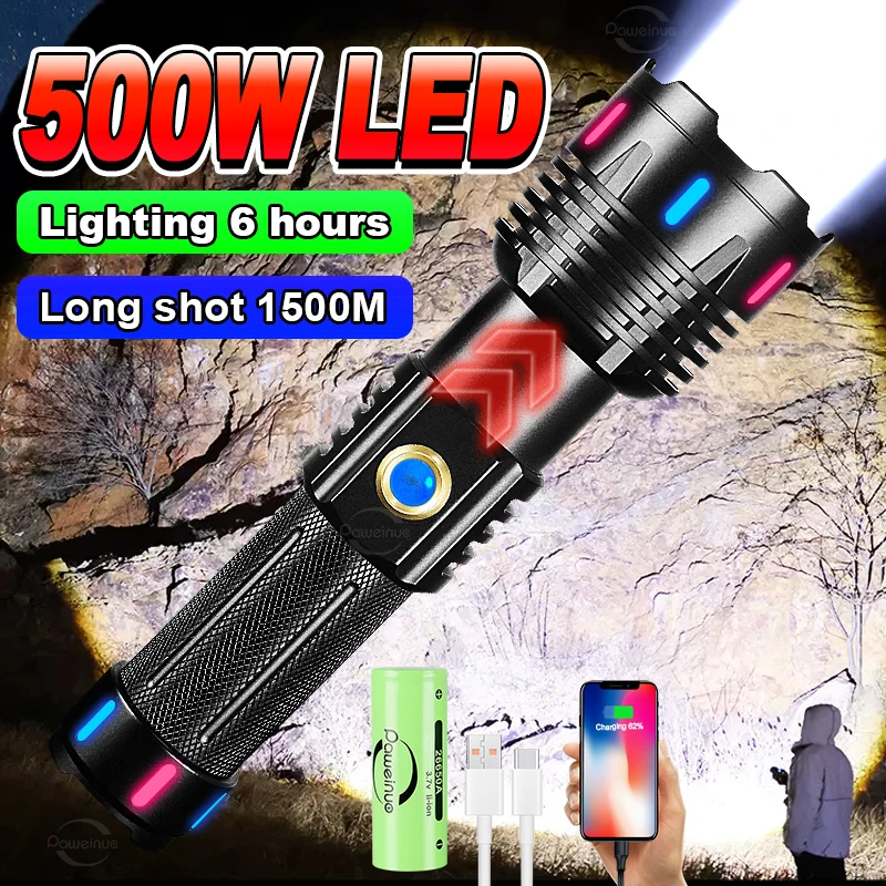 

30W Powerful Flashlight 18650 Rechargeable XHP360 Ultra Powerful Torch Lamp 1500m High Power Led Flashlights Tactical Lanterns